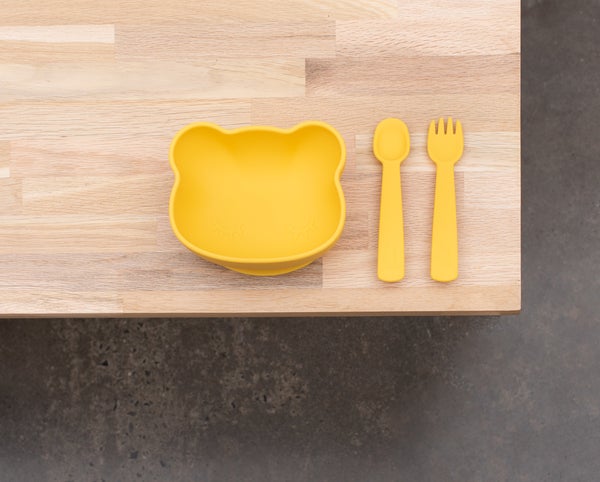 Feedie Fork and Spoon Set- Yellow