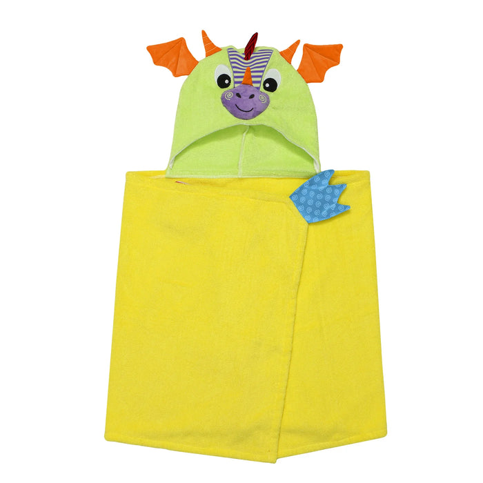 Kids Plush Terry Hooded Bath Towel - Drool Dragon 2Y+