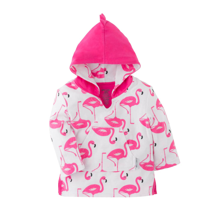 UPF50+ Baby Terry Swim Coverup - Flamingo 12-24mths