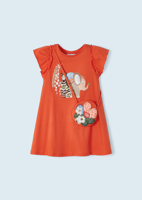 Applique Cotton Dress with Bag Girl