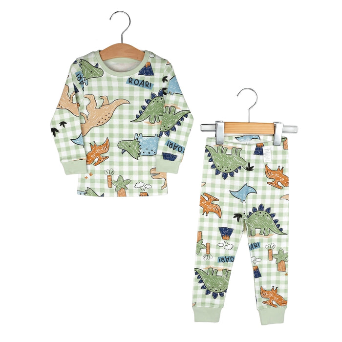 Jurassic Sketch Long Cotton Pajama Set