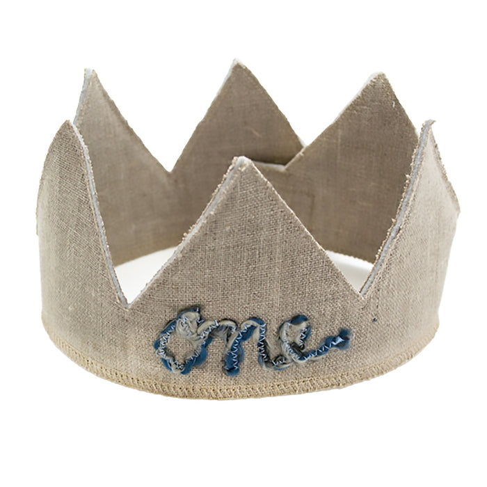 "One" Multi Blue Yarn Crown