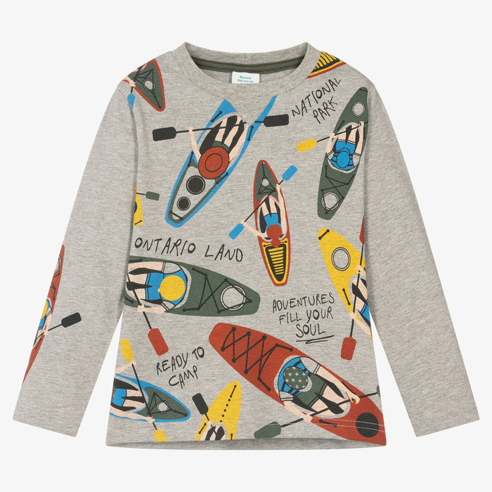 Boys Grey Cotton Kayak Top