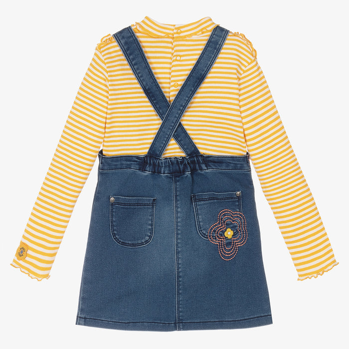 Girls Yellow Pinafore Dress Set