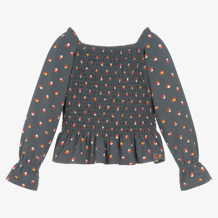 Grey & Orange Dots Blouse