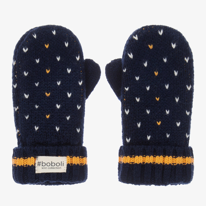 Navy Blue Knitted Mittens