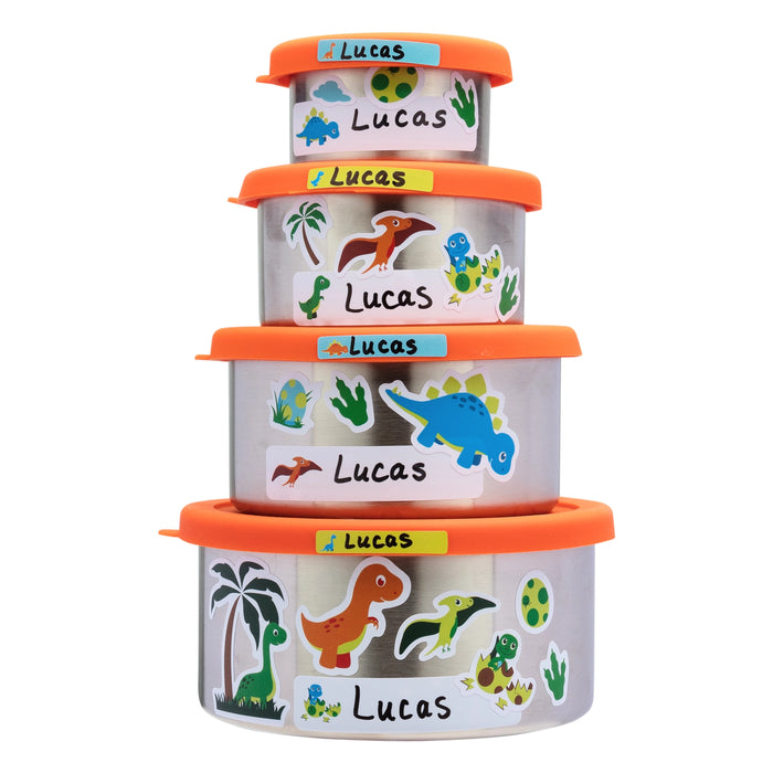 Waterproof Vinyl Peel & Stick Labels for Kids - Green Dinos