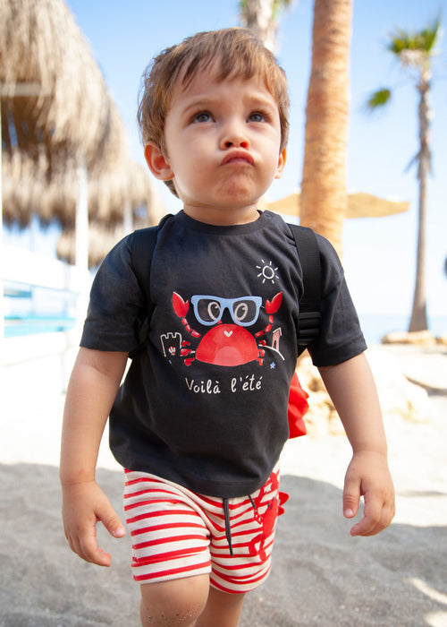 Cotton t-shirt and shot Interactive print baby