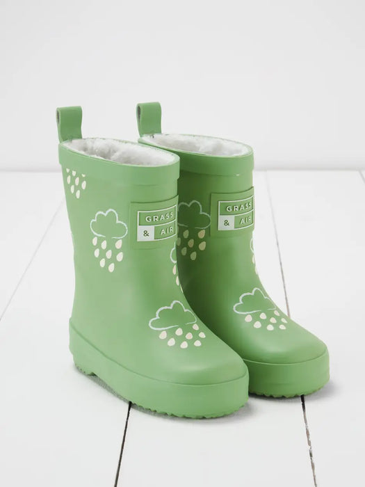 Olive Green Colour-Changing Kids Wellies