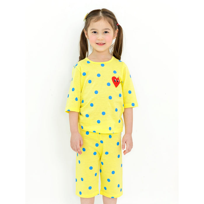 Yellow Polka Heart Organic Cotton Pajamas 6-7Y