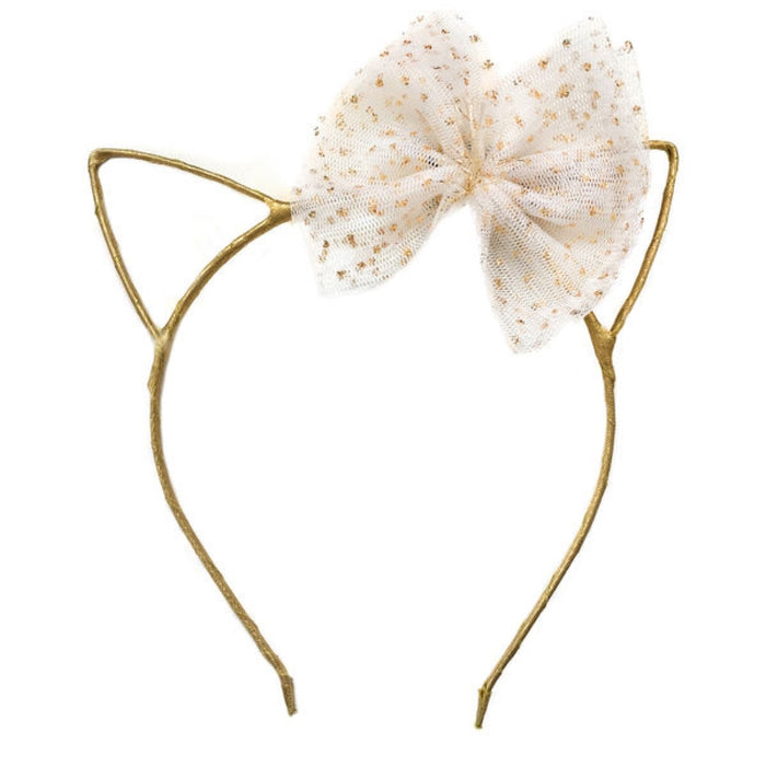 Kitty Headband Ivory/Gold Glinda Bow