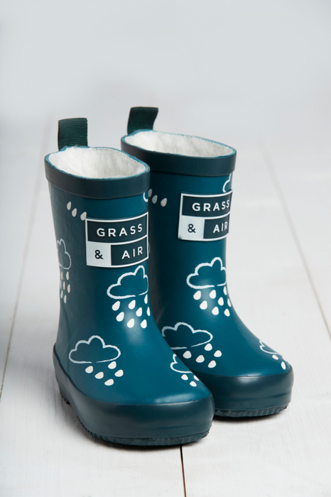 Forest Colour-Changing Kids Wellies with Teddy Fleece Lining