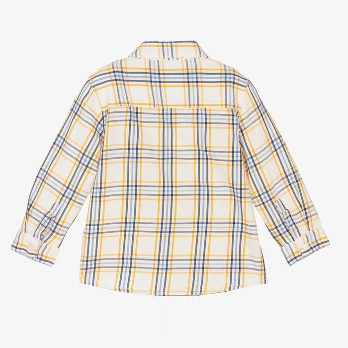 Boys Ivory & Blue Check Shirt