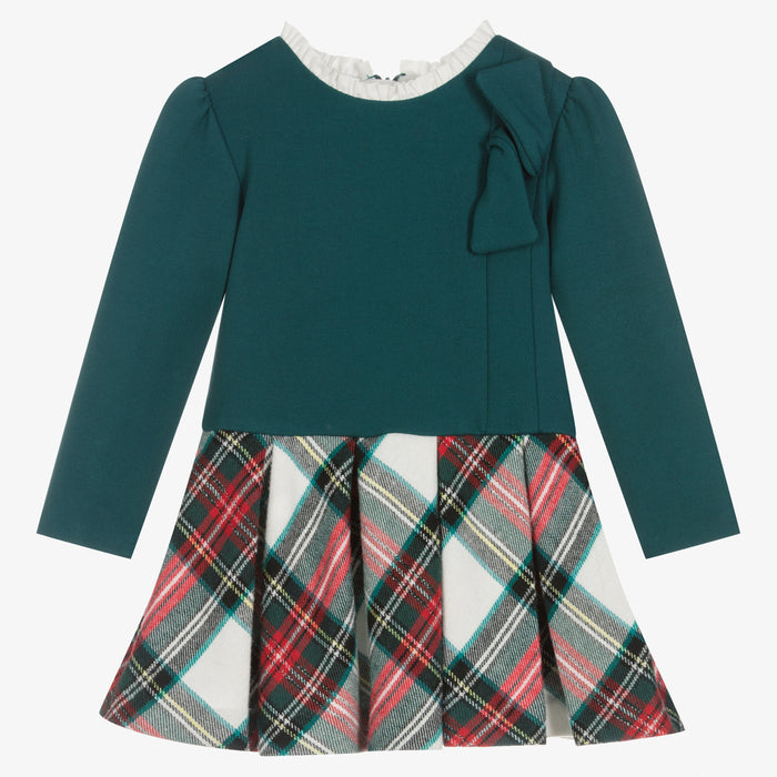 Girls Green Tartan Dress