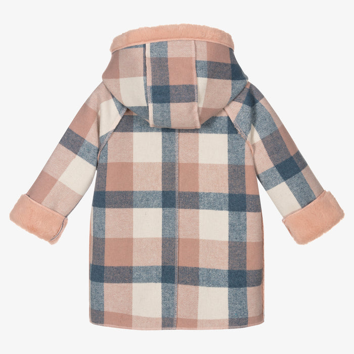 Girls Pink Check Coat