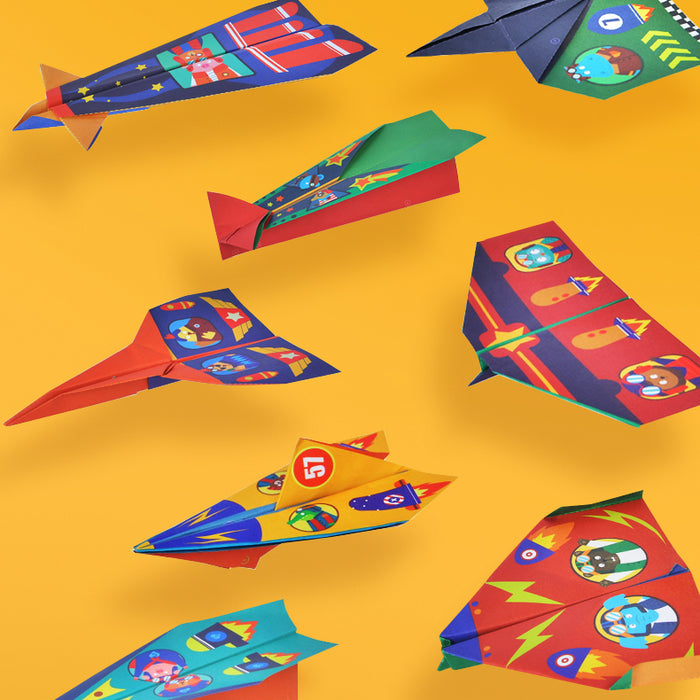 Origami Paper Airplanes Kit with Pilot Stickers