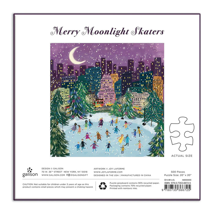 Merry Moonlight Skaters 500 Piece Foil Jigsaw Puzzle