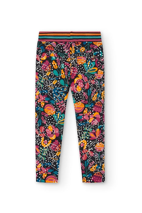 Fleece trousers floral for girl