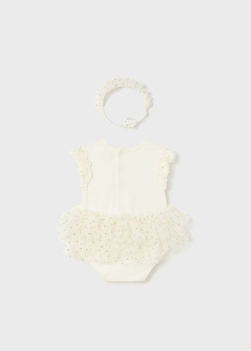 Sustainable cotton bodysuit with headband newborn (Gift Set)