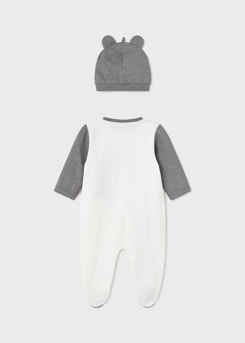 Sustainable cotton romper with hat newborn