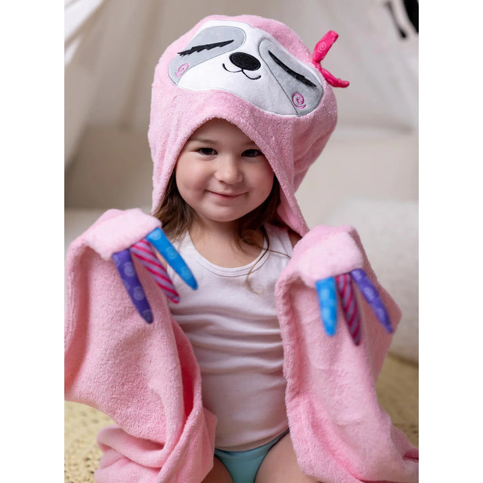 Kids Plush Terry Hooded Bath Towel - Sadie Sloth 2Y+