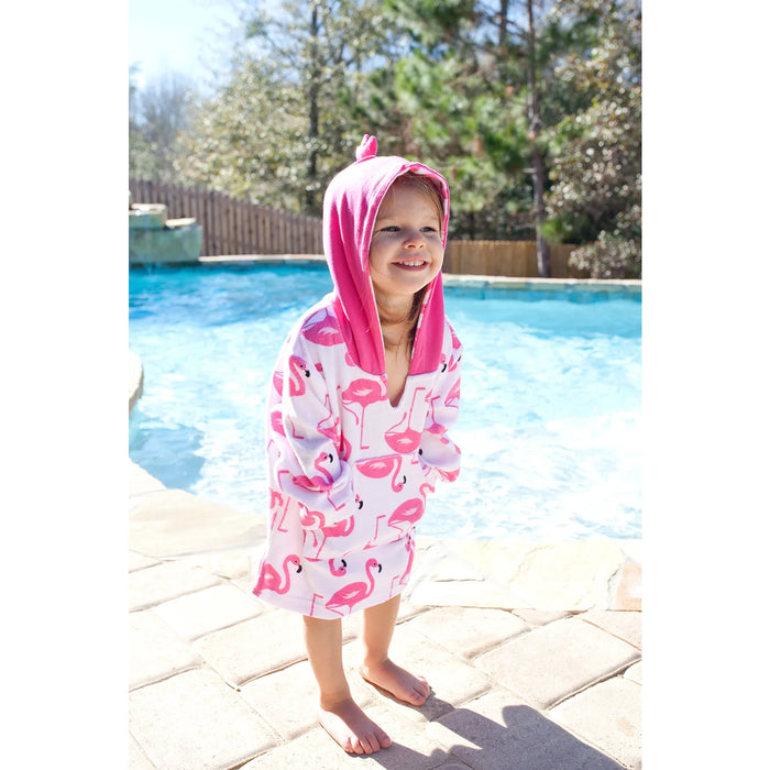 UPF50+ Baby Terry Swim Coverup - Flamingo 12-24mths